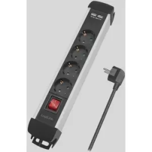 LogiLink LPS237U Power strip (+ switch) Black, Silver PG connector