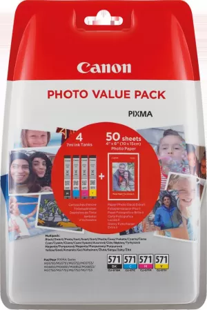 Canon CLI571 Black and Tri Colour Ink Cartridge