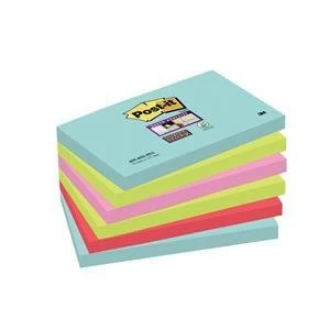 Post it Super Sticky 76 x 127mm Removable Notes Assorted Colours 6 x