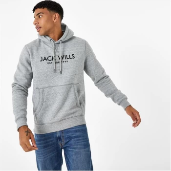 Jack Wills Batsford Graphic Logo Hoodie - Grey Marl NG