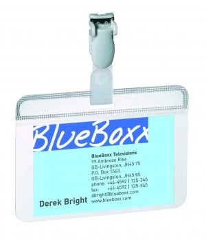 Durable Self Laminating Name Badge 54x90mm Clear Pack of 25 814919