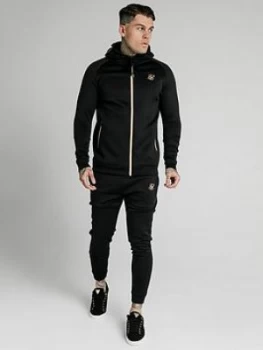 SikSilk Element Zip Through Hoodie - Black, Size XS, Men