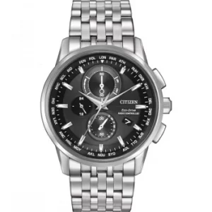 Mens Citizen Eco-drive World Chronograph A-T Radio Controlled Chronograph Stainless Steel Watch