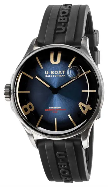U-Boat 9021/A DARKMOON 40MM Blue SS SOLEIL Black Rubber Watch
