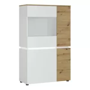 Luci 4 Door Low Display Cabinet (including LED Lighting) In White And Oak Effect