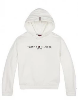 Tommy Hilfiger Girls Essential Logo Hoodie, White, Size Age: 12 Years, Women