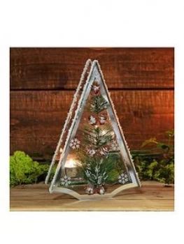Glass Christmas Tree Double Tealight Holder
