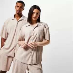 Mennace Plisse Short Sleeve Shirt - White