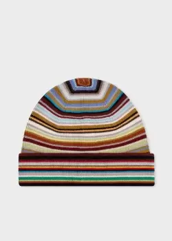 Paul Smith Merino Wool 'Signature Stripe' Beanie Hat