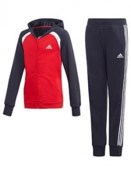 adidas Girls Hood Tracksuit - Red, Size 13-14 Years, Women