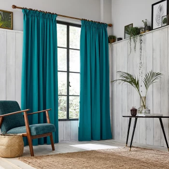 Clarissa Hulse Dark Turquoise Cotton 'Chroma' Lined Curtains - 167cm x 183cm drop