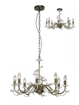 Ceiling Pendant (SHADE SOLD SEPARATELY) 8 Light Antique Brass, Crystal