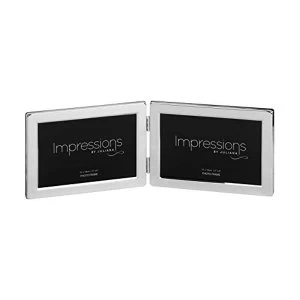 6" x 4" - Impressions Silver Plated Hinged Double Frame