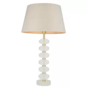 Annabelle & Cici Base & Shade Table Lamp Frosted Crystal & Grey Linen Mix Fabric