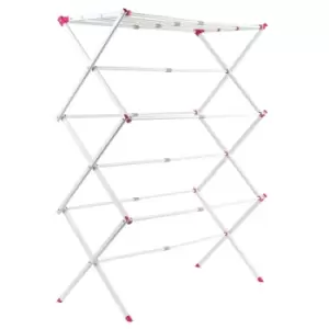 Kleeneze Three-Tier Clothes Airer, 7M Drying Space - Pink/White