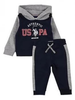 U.S. Polo Assn. Toddler Boys Authentic Hoodie & Jog Set - Navy, Size Age: 12 Months