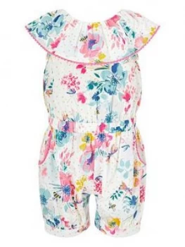 Monsoon S.E.W. Baby Girls Clarissa Playsuit - Ivory, Size 6-12 Months