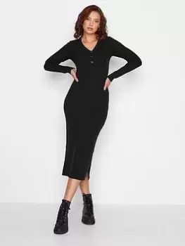 Long Tall Sally Black Collar Detail Knitted Dress, Black, Size 14-16, Women