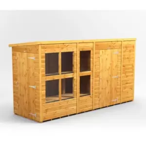 12x4 Power Pent Potting Shed Combi Building including 6ft Side Store