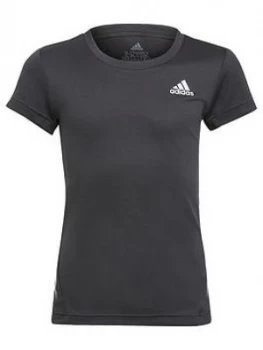 adidas Girls Junior G A.R. 3-Stripes T-Shirt - Black, Size 9-10 Years, Women