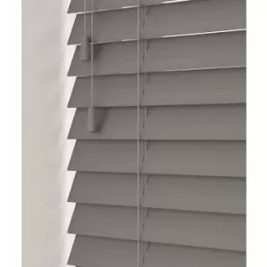 220cm Smooth Grey Faux Wood Venetian Blind With Strings (50mm Slats) Blind With Strings (50mm Slats)
