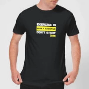 Plain Lazy Exercise Is Highly Addictive Mens T-Shirt - Black - S