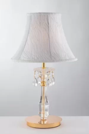 MONET Table Lamp with Round Tapered Shade Gold, Crystal With Fabric 35x55cm