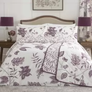 Dreams & Drapes Samira Floral Print Easy Care Reversible Duvet Cover Set, Plum, King