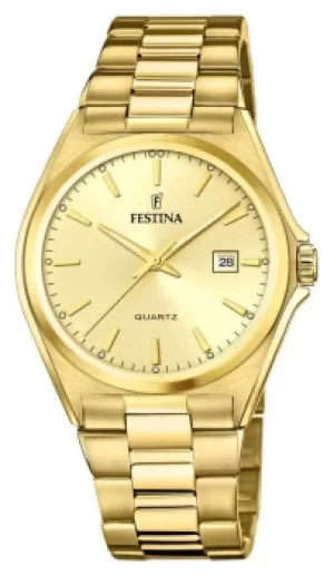 Festina F20555-3 Mens Gold Tone Dial And Bracelet Wristwatch
