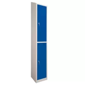 2 Door Locker, 300X450, Grey Carcass/Blue Doors, Sloping Top, Camlock