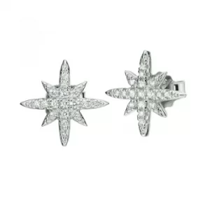 Ladies Folli Follie Sterling Silver Fashionably Silver Snowflake Stud Earrings