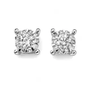 Elements White Gold Diamond Cluster Earrings GE908Z475