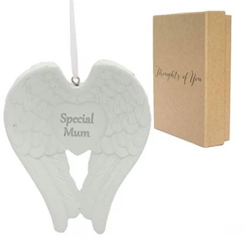 Thoughts of You Hanging Resin Wings Plaque - Mum