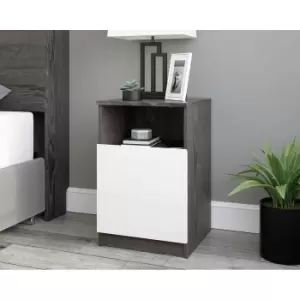 Teknik Office Hudson Charcoal Ash and Pearl Oak Bedside Night Stand, none