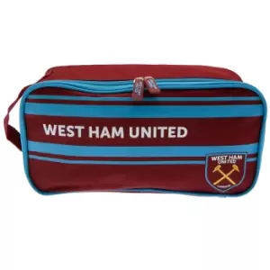 West Ham United FC Striped Boot Bag (One Size) (Claret Red/Sky Blue)