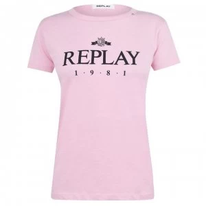 Replay 1981 Logo T Shirt - Pink 066
