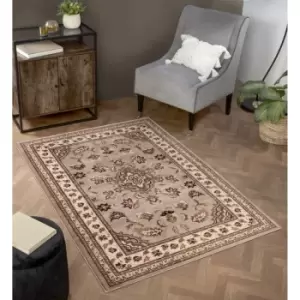 Traditional Sherborne Classic Bordered Hallway Rug in Beige 66 x 230cm (2'5"x7'7") Runner