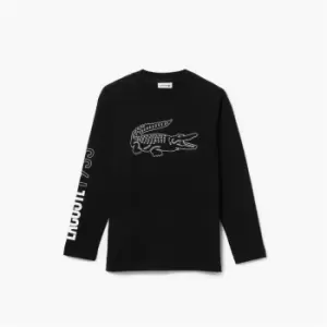 Boys' Lacoste Crocodile Print T-Shirt Size 14 yrs Black