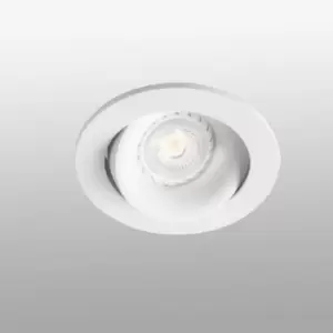 Arg 1 Light Round Tiltable Recessed Spotlight White GU10