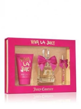 Juicy Couture Viva La Juicy 50ml Eau De Parfum, 125ml Body Souffle + 10ml Eau de Parfum 3 Piece Gift Set