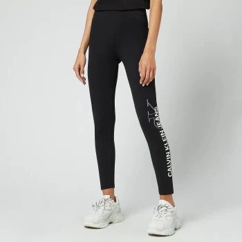 Calvin Klein Jeans Womens Vertical Logo Leggings - CK Black - L