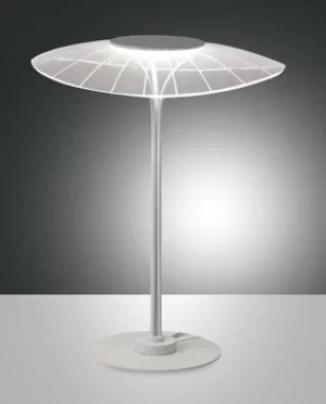 Vela Integrated LED Table Lamp White Glass