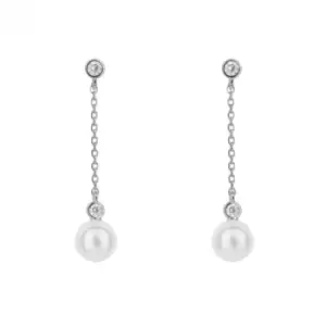 Shell Pearl Chain Drop Zirconia Earrings E6184