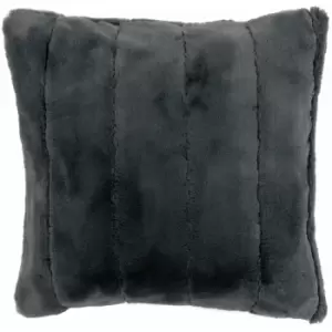 Riva Paoletti Empress Super Soft Faux Fur Cushion Cover, Charcoal, 55 x 55 Cm