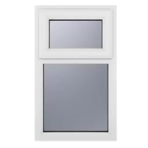 Crystal uPVC Window A Rated Top Hung Opener over Fixed Light 905mm x 965mm Obscure Glazing - White