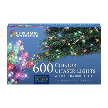 Christmas Workshop Multi Coloured Ultra Bright LED String Chaser Lights - 600 LED
