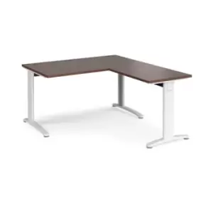 Office Desk Rectangular Desk 1400mm With Return Walnut Tops With White Frames TR10
