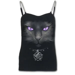 Black Cat - Adjustable Chain Womens Large Camisole Top - Black