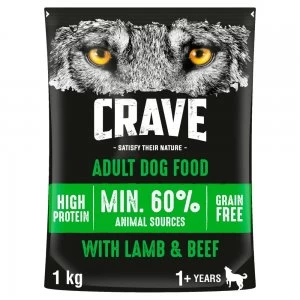 Crave Natural Complete Dry Dog Food Lamb & Beef 1kg