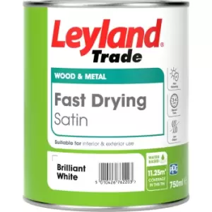 Leyland Trade Fast Drying Water Based Satin Paint Brilliant 750ml in White